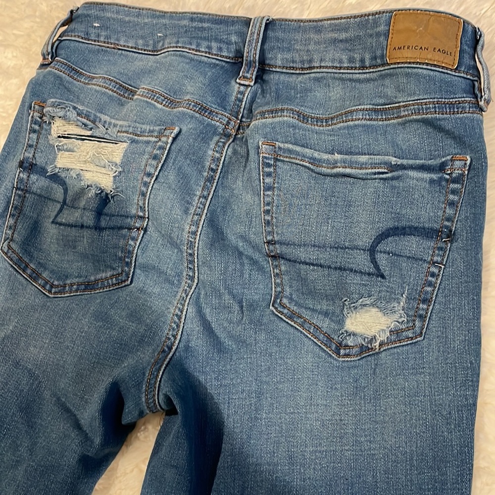 American Eagle Super Stretch Hi Rise Ripped Jegging 8 Short - Picture 5 of 5